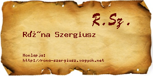 Róna Szergiusz névjegykártya